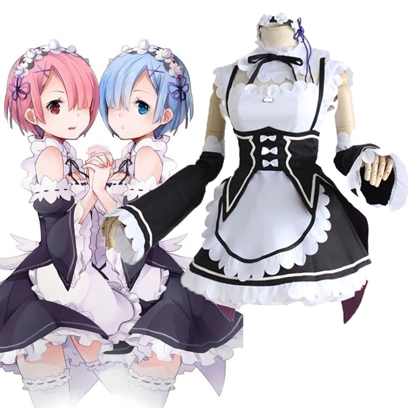Аниме Re:ZERO-start Life in other World-костюмы для косплея Рам Рем костюм горничной Хэллоуина