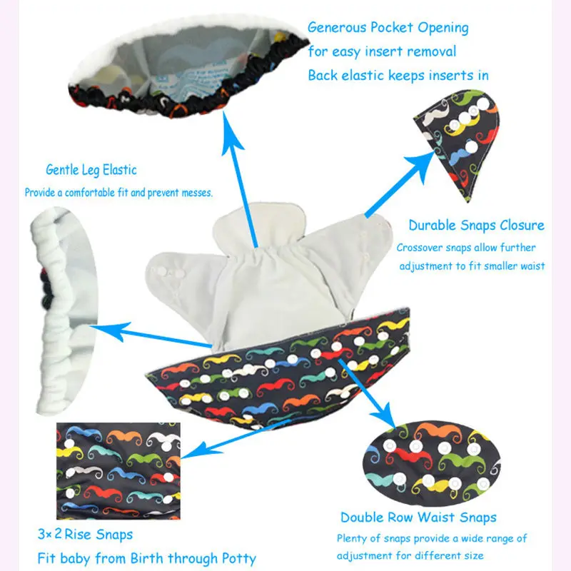 Baby Nappies Children Cute Lovely Print Patterns Diaper With an Insert Twenty- three Designs for You Choose