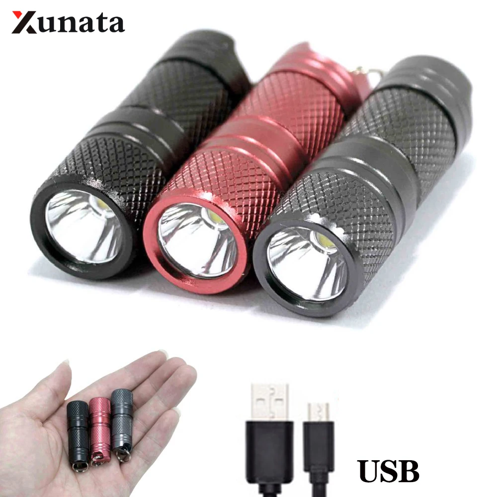 

Portable Mini Keychain Flashlight 5V LED Torch Micro USB Rechargeable Waterproof Strong Lamp flashlight Built-in Battery