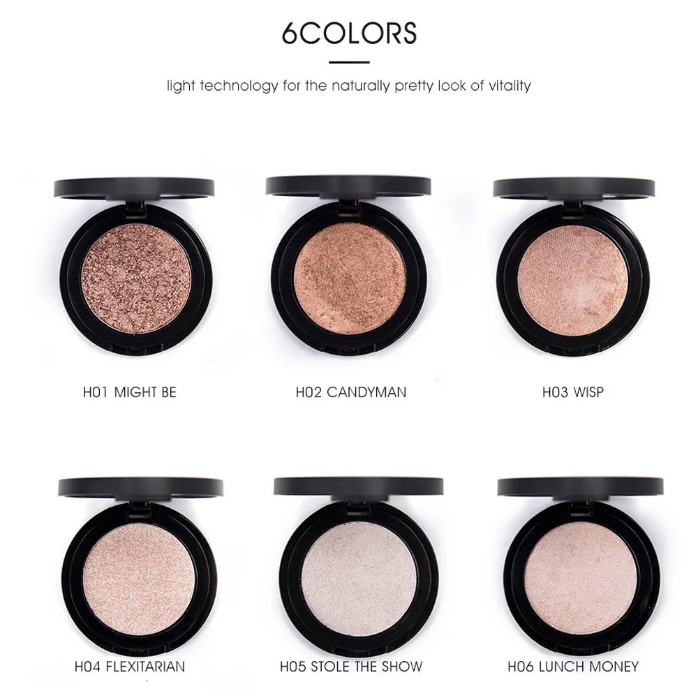 

6 Colors Illuminator Highlighter Face Pressed Powder Contour Palette Bronzer Shimmer Body Base Brighten Highlighter Palette