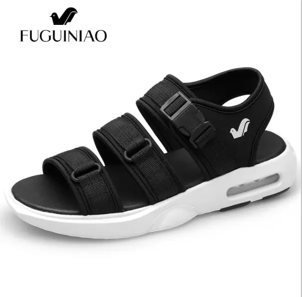 Амортизация подушки безопасности!! FUGUINIAO брендовые летние мужские сандалии для отдыха/пляжная обувь/цвет черный, синий - Цвет: Черный