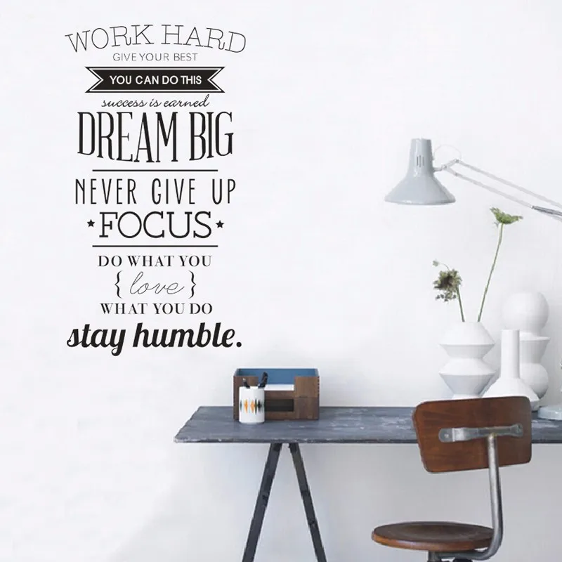 Work Hard Inspiring Quotes Vinyl Wall Art Sticker Never Give Up We Will Be Hy To Help You With Any Question