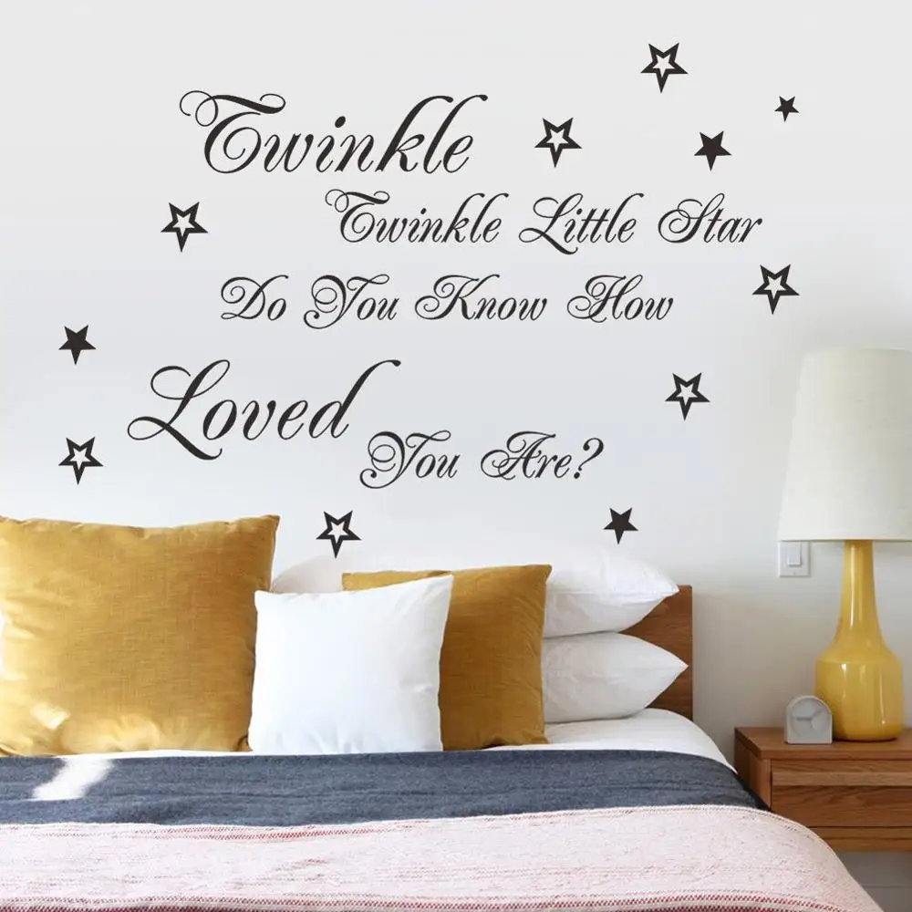 English little star text pattern wall paste bedroom children 's room living TV sofa background stickers decoration | Дом и сад