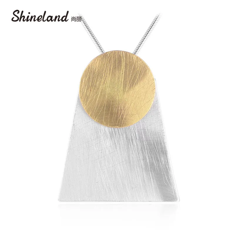 Shineland 2020 Hot Sale Punk Statement Round Geometric Handmade Wire Drawing Pendant Alloy Long Necklace Fashion Women Jewelry | Украшения