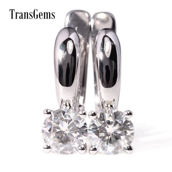 

TransGems 1.00 CTW Carat Lab Moissanite Diamond Drop Dangle Earrings 18K White Gold for Women Wedding Engagement Birthday Gift