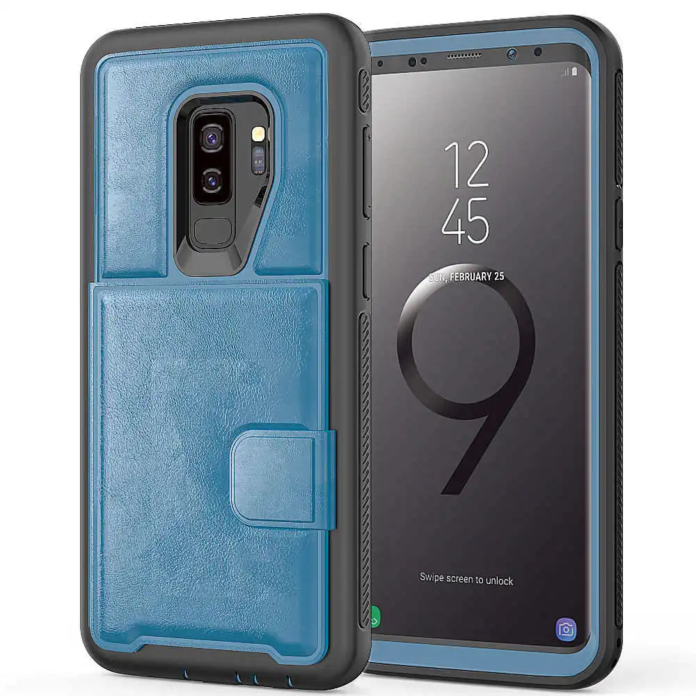 CBL PC+ TPU+ из искусственной кожи чехол для samsung S10 Plus S10 Note9 мульти держатели для карт чехол для samsung S9 Plus чехол для телефона чехол - Цвет: blue