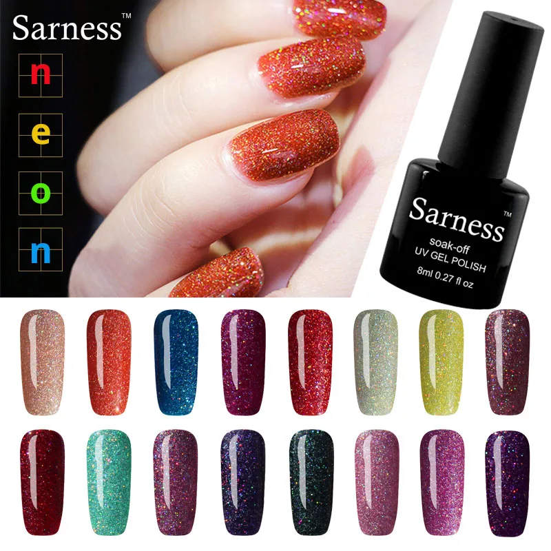 

Sarness Colorful Neon UV Gel Polish DIY Nail Art Manicure Shiny Color UV Gel Nail Polish Professional Lucky Gel Lacquer Design