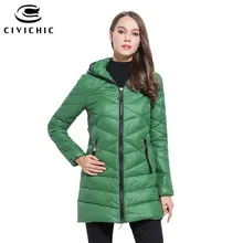 CIVICHIC/Лидер продаж; женские пуховики на молнии с капюшоном; плотное зимнее теплое пальто средней длины; стеганая верхняя одежда; повседневная одежда; DC527