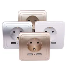 Умный дом лучший двойной USB порт 2000 мА настенное зарядное устройство адаптер 16А стандарт ЕС электрическая розетка панель 110~ 250 В