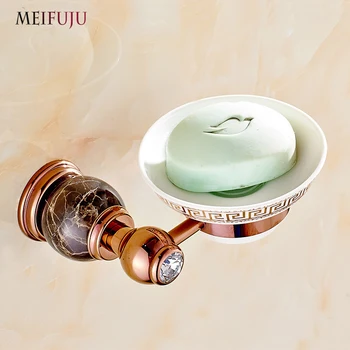 

Euro style Jade Soap Dishes marble Bathroom Accessories Rose Gold Soap Holder Ceramics Soap Case home decoration useful for bath