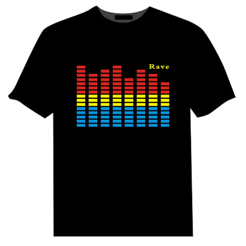 СВЕТОДИОДНЫЙ мигающий EL мигающий Звук музыки аудио футболка музыка футболка