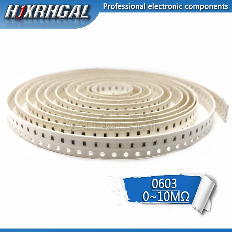 100 шт. 0603 SMD 1/8 Вт Чип резисторы 0 Ом ~ 10 м ом 0R 1K 4 7 K 4K7 10K 100K hjxrhgal|Резисторы| |
