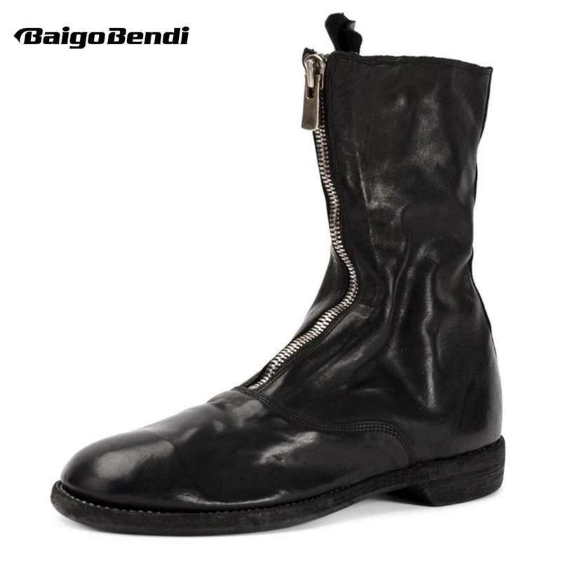 

Autumn Trendy Woman Mid-calf Boots Zip Military Riding Boots Ladies Casual White Flat Boots Winter Shoes