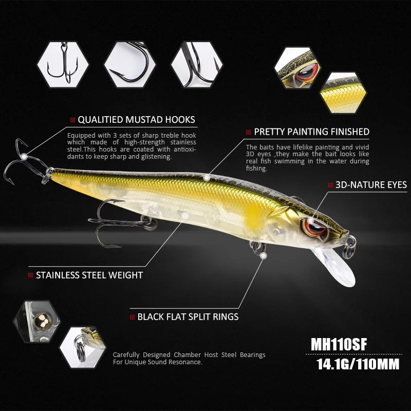 Allblue ميهوك 110SF jerkbait الصيد إغراء 110 ملليمتر 14.1 جرام البطيء العائمة المتذبذب أسماك باس بايك الطعم الصيد معالجة mustad السنانير Allblue ميهوك 110SF jerkbait الصيد إغراء 110 ملليمتر 14.1 جرام البطيء العائمة المتذبذب أسماك باس بايك الطعم الصيد معالجة mustad السنانير