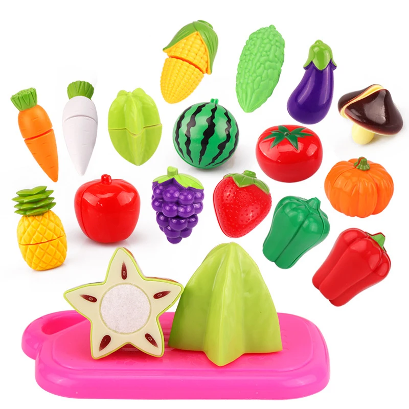 DIY Pretend Play Kitchen Set Toy Simulation Vegetable Fruit Food Model Educational Cognition Toys Gifts For Children Kids Girl