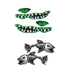 Набор 1 пара скелета рыбы + 1 пара речной Монстр рот Водонепроницаемый винил Графика наклейки для каяк каноэ, Рыбалка лодка