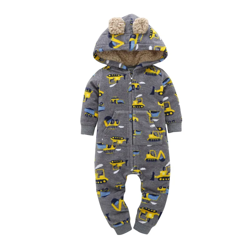 

0~2Y Winter Autumn Long Sleeve Baby Boy Fleece Rompers Infant Girl Clothes Newborn Toddler Clothing Roupas de Bebe Hood Jumpsuit