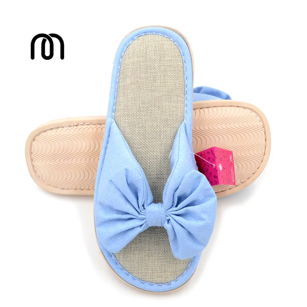

Millffy natural linen striped flip flops slippers couple home floor slipper summer ventilation lovers rubber slippers