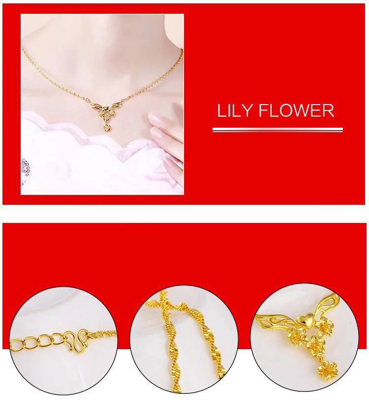MxGxFam цветок кулон ожерелья для счастливых свадебных женщин 24 k цвет чистого золота свадебные украшения хорошее качество