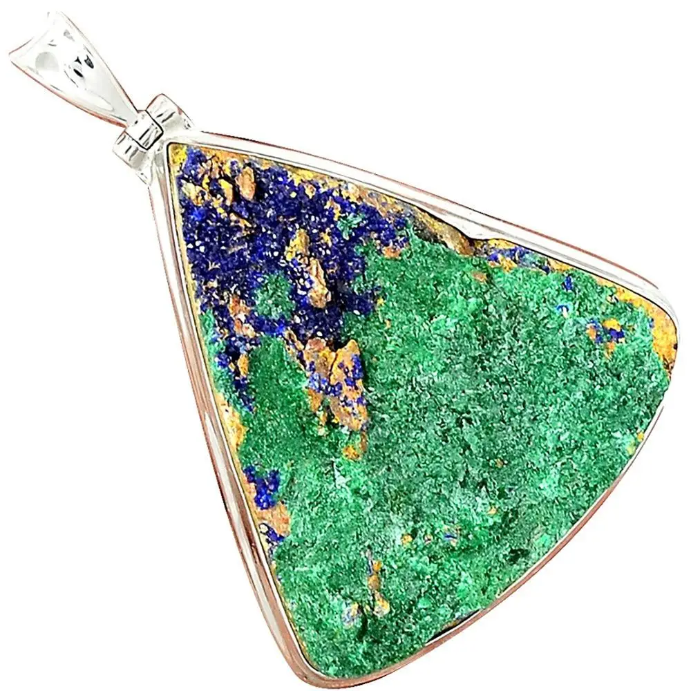 

Lovegem AZURITE DRUZY Pendant 925 Sterling Silver Jewelry, 55 mm, AP2461