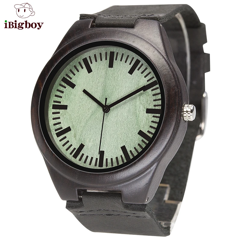 

iBigboy Bamboo Wooden Watch Japan Movement Quartz With Genuine Cowhide Leather Band Casual Watches Creative Gifts For Men