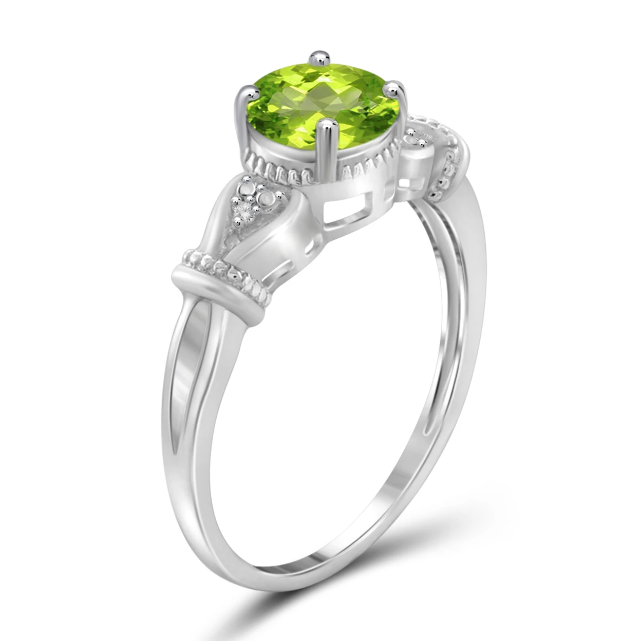 JewelonFire 3/4 Carat T.G.W. Peridot and White Diamond Accent Ring in Sterling Silver (1)