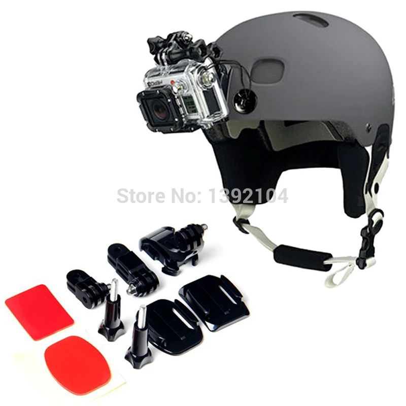 Helmet Front Side Mounting Kit with Curved and Flat Mount for Gopro Photography