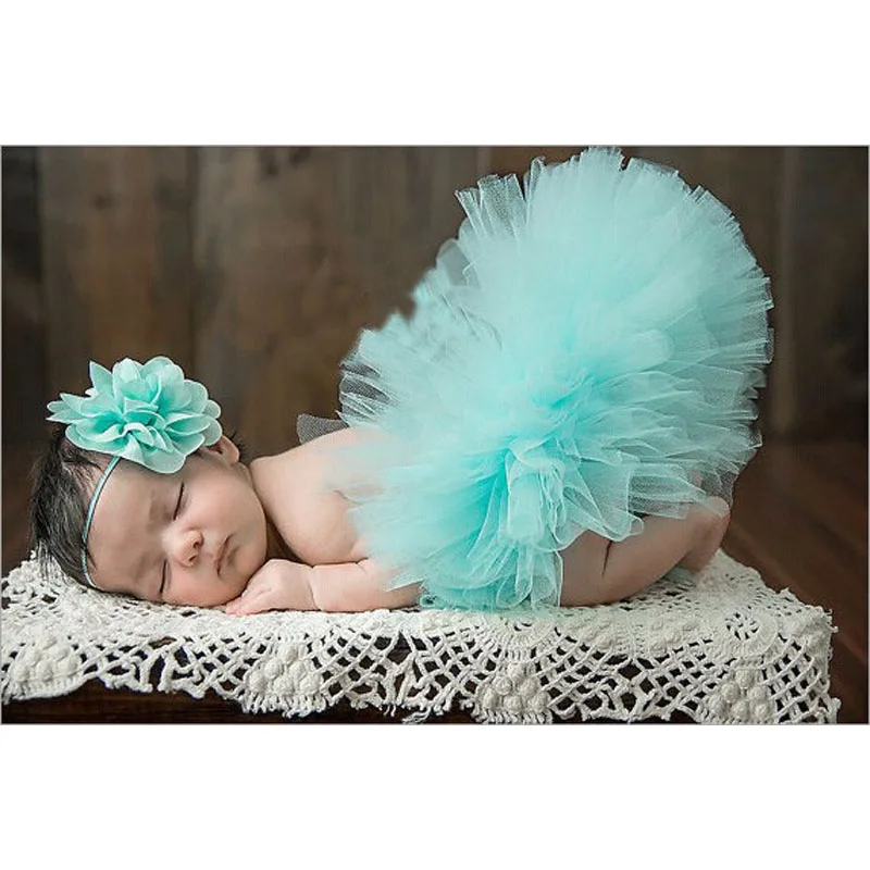 

2019 NEW 6 Colors Vintage Newborn Tutu Skirt With Matching Flower Headband Newborn Photo Prop Dancewear Girl Fluffy Pettiskirt