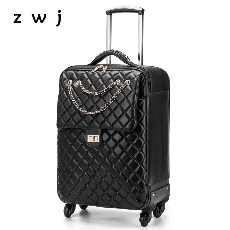 

20/24 inch PU Rolling Luggage Spinner Travel Luggage Trolley Bag Brand Travel Suitcase