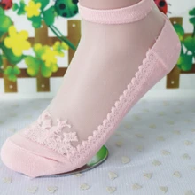 100 пар/лот Federal Express быстро повседневные ультратонкие прозрачные красивые прозрачные кружевные эластичные короткие женские стеклянные носки