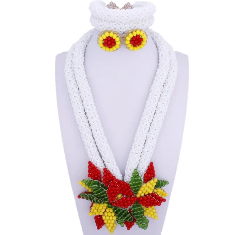 Classic Bridal Jewelry Sets Crystal Necklace Set Wedding Leaves Nigerian Beade For Women Free Shipping 2018 Fashion | Украшения и