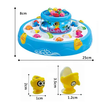 

Kids toys Double Fish Pool Electric Rotating Magnetic Fishing Game with the Music Light Early Educational Toys - Color Random