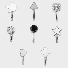 Простой сердце Корона Звезда AAA циркониевый зажим на серьги клипсы для ушей без прокола уха манжеты золото; серебро; сережки