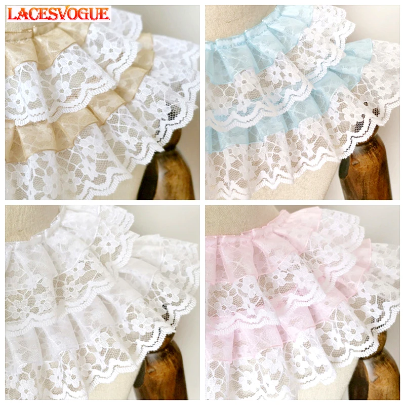 

20yards 5cm Compact Pleated lace ribbon Bubble Skirt Ruffle Mesh Lace Lace trimmings for sewing Patchwork lace material LAV188