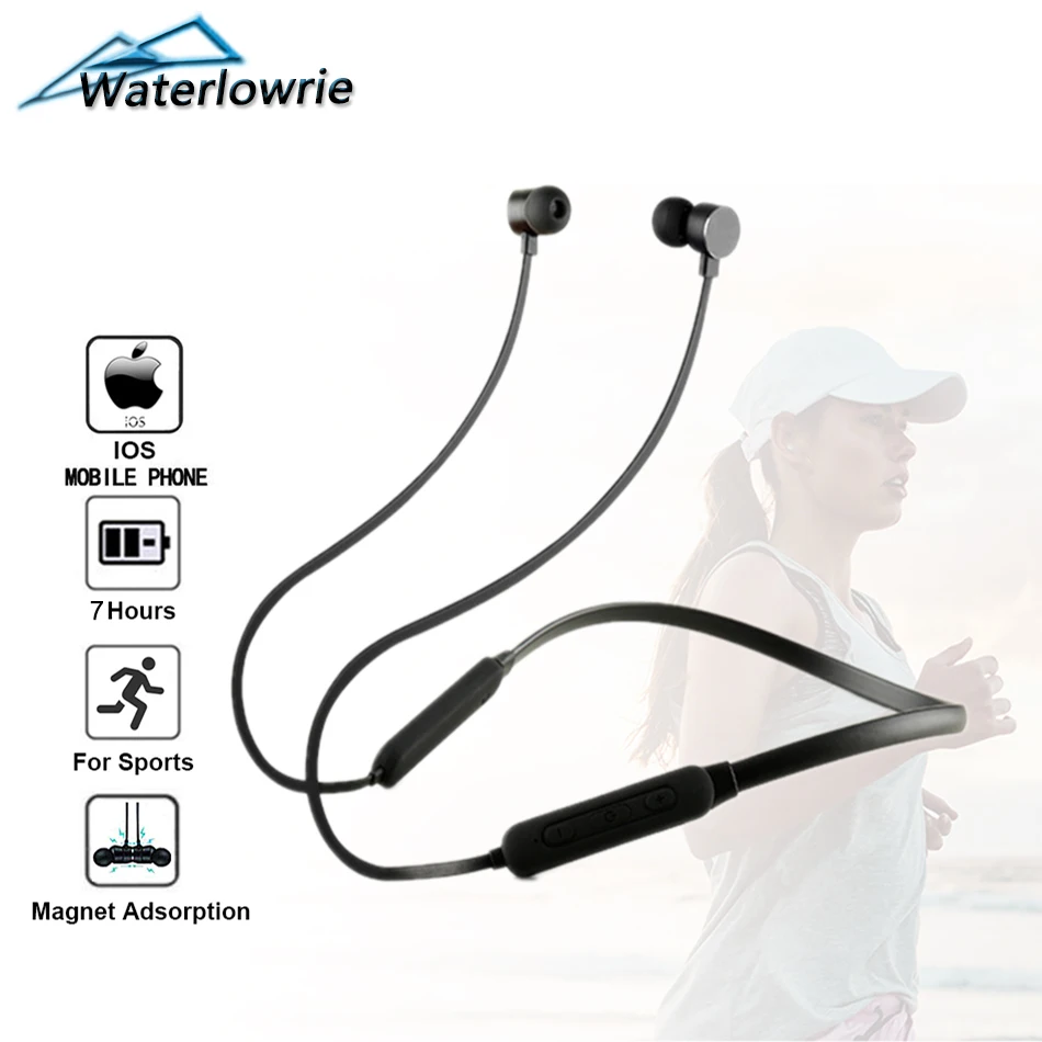 Waterlowrie Bluetooth Earphone Sport Wireless Earbuds Neckband In Ear