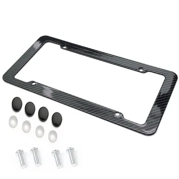 

2pcs License Plate Frame Carbon Fiber Plastic License Plate Frame Bracket With Standard Screw Kits Universal Fit for Cars Top
