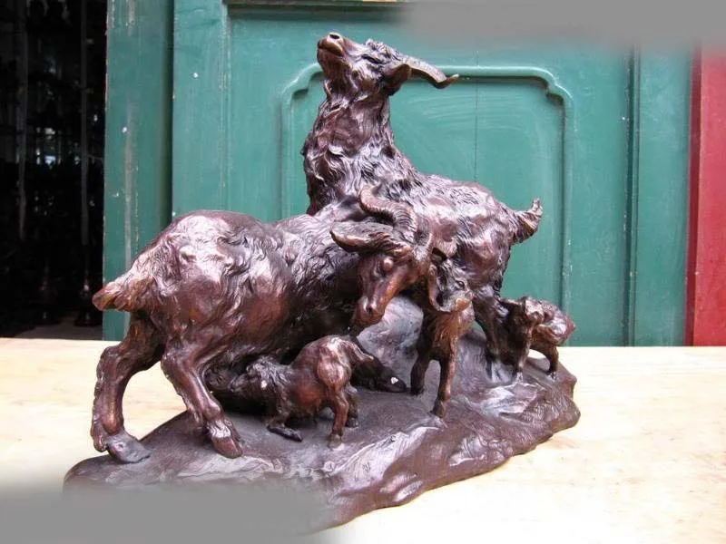 

11 Chinese Superb Pure Copper Bronze Fengshui Lucky Five goat sheep Statue AAA