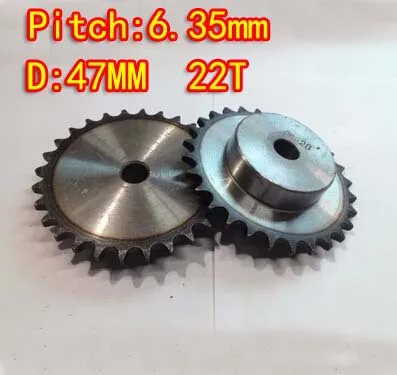 

2pcs freeshipping 22Teeths D:45mm Precision 45 steel quenching sprocket chain wheel M5 standard screw -pitch 6.35 hole:8mm