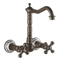 Настенный красный Римский фарфор Бронзовый кухонный смеситель 2 ручки вращающийся смеситель кран BF-3069