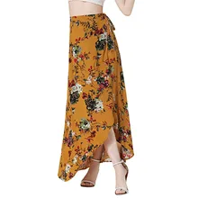 Страусиная Женская юбка с разрезом, высокая талия, половина тела, длина в пол, принт, повседневная, кавайная, женская, свободная, летняя, длинная юбка под него