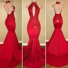 Красные платья для выпускного вечера в африканском стиле, черные платья для девочек, vestido de festa, сексуальные кружевные вечерние платья с открытой спиной