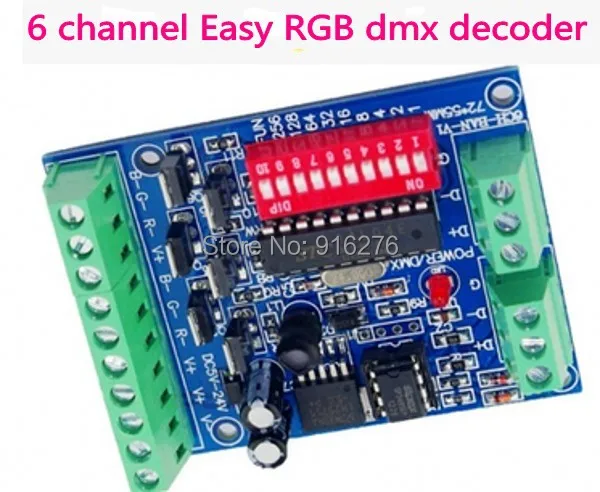 6 канал легко dmx-контроллер декодер, RGB LED dmx-декодер, 6 ch 2 группы DMX диммер, LED DMX512 декодер драйвера DC 5 В/12 В/24 В