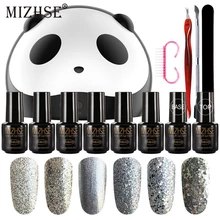 MIZHSE 7 мл набор для маникюра Гибридный блестящий гель Полировальный Набор для ногтей 36 Вт УФ лампа для ногтей с базовым верхним слоем 6 цветов Наборы инструментов для искусства