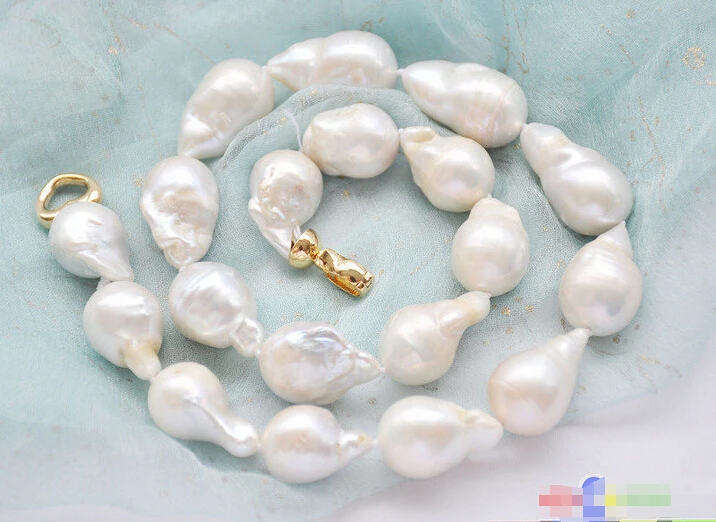 

HOT## Wholesale >>>P5051 17" 25mm white baroque teardrop KESHI REBORN PEARL NECKLACE