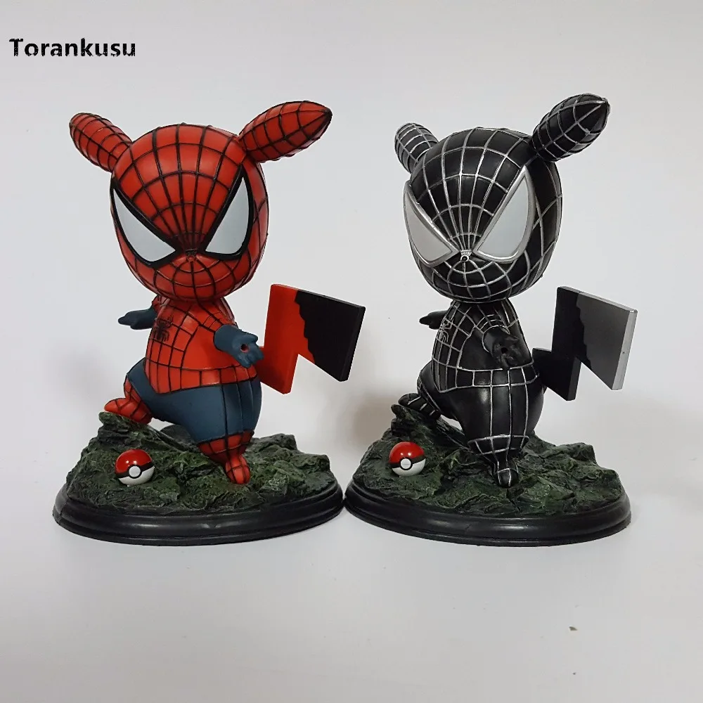 

Spider-Man Action Figures Pikachu Cosplay Spiderman Venom PVC 120mm Anime Pikachu Collectible Model Toy