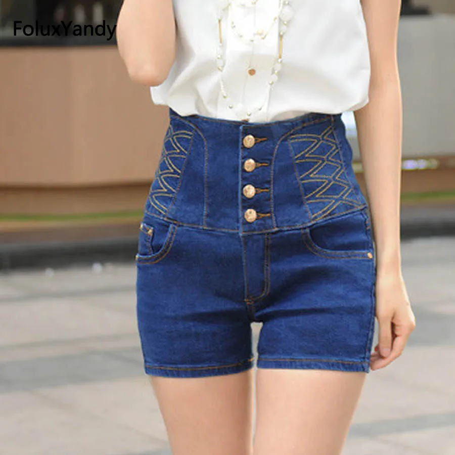 High Waist Denim Shorts Women Summer Style Plus Size 3 4 5 6 XL Casual Slim Jeans Shorts Blue DTY09 High Waist Denim Shorts Women Summer Style Plus Size 3 4 5 6 XL Casual Slim Jeans Shorts Blue DTY09