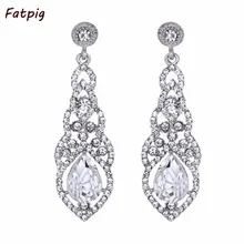 Высокое качество слеза синий/белый/шампань Циркон Свадебные Длинные серьги Элегантные Свадебные обручальные ювелирные изделия аксессуары