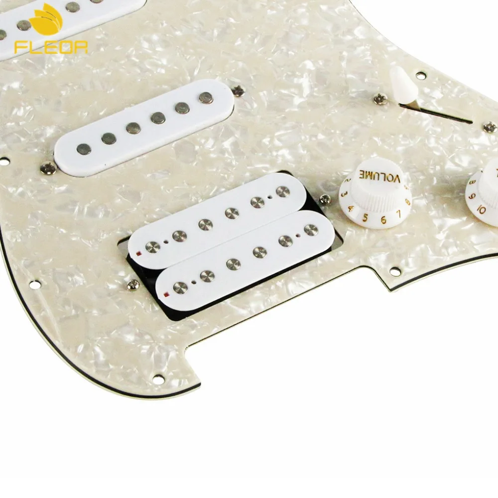 FLEOR одинарная катушка/Хамбакеры грузится Prewired электрогитара Pickguard SSH 11 отверстий набор для ST, состаренный жемчуг