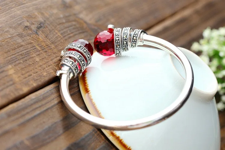 S925 стерлингов Серебряные ювелирные изделия Оптовая ручной Ретро тайский серебряный браслет Открытые женский браслет Мода