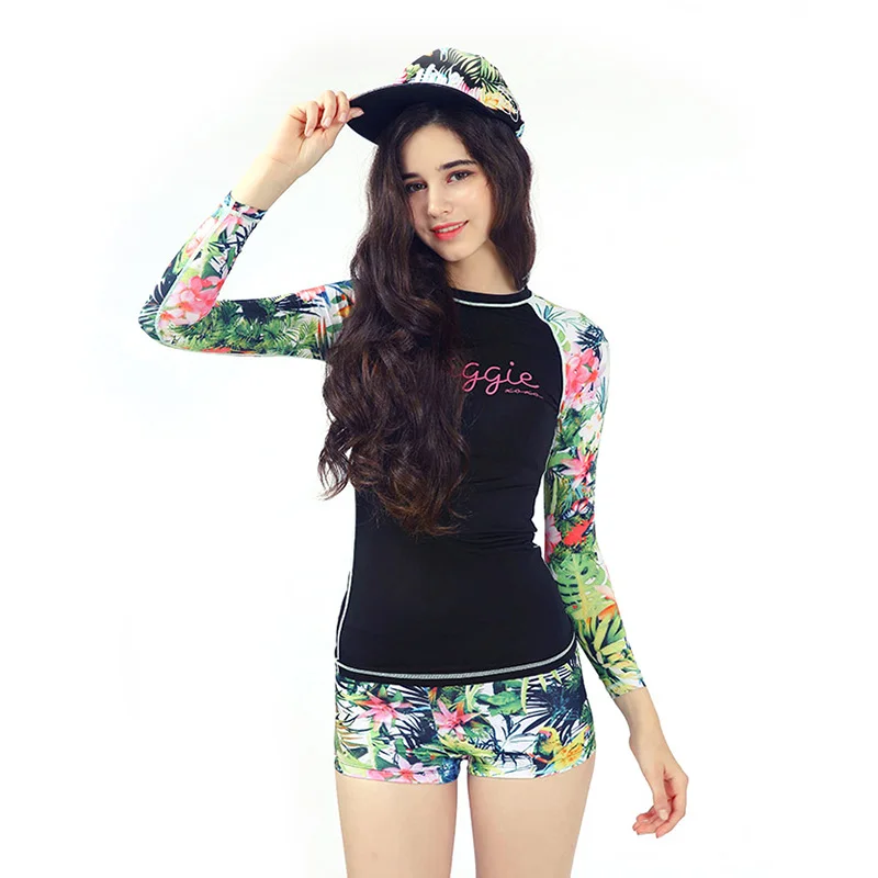 2018 Women Long Sleeve Swimwear Surfing Bathing Suits Sexy two Piece Sport Swimsuit (4)